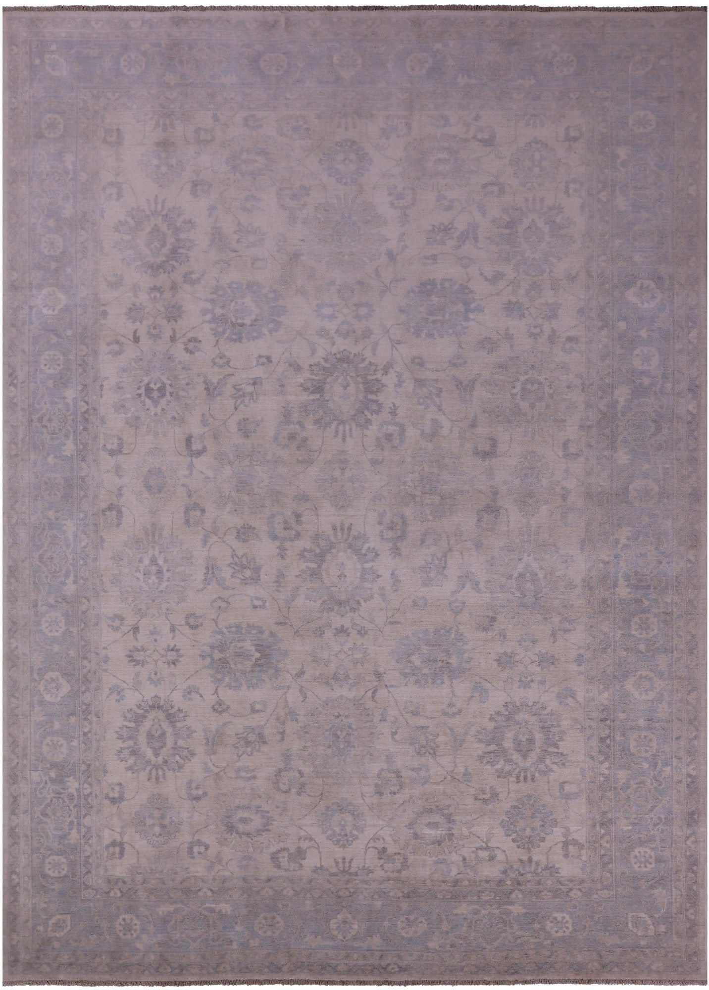 Ivory Peshawar Hand Knotted Wool Rug - 9' 10" X 13' 7" - Golden Nile