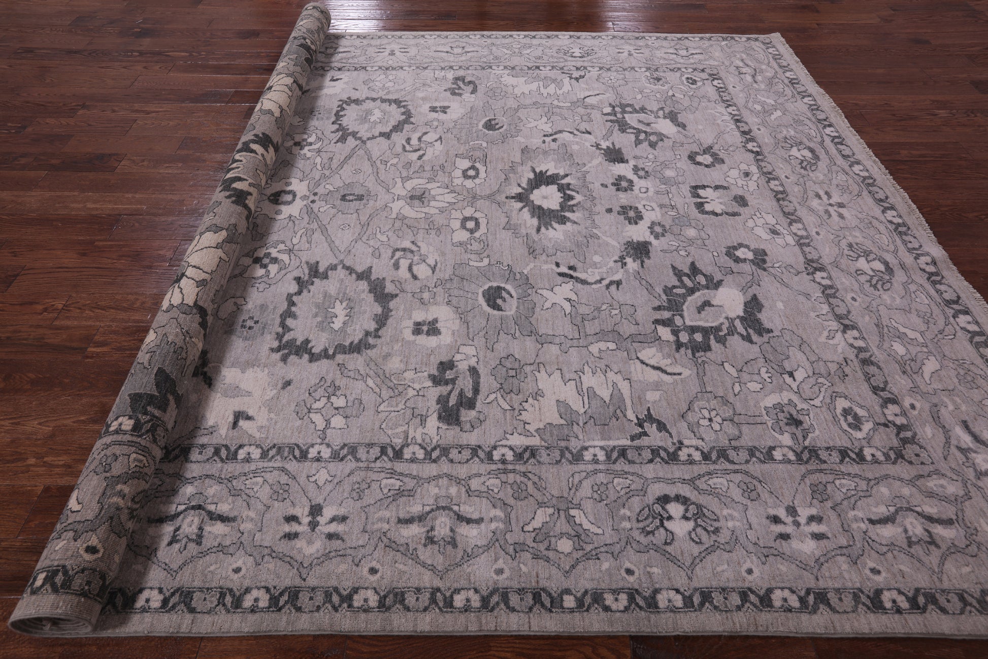 Grey Peshawar Handmade Wool Rug - 9' 4" X 11' 11" - Golden Nile