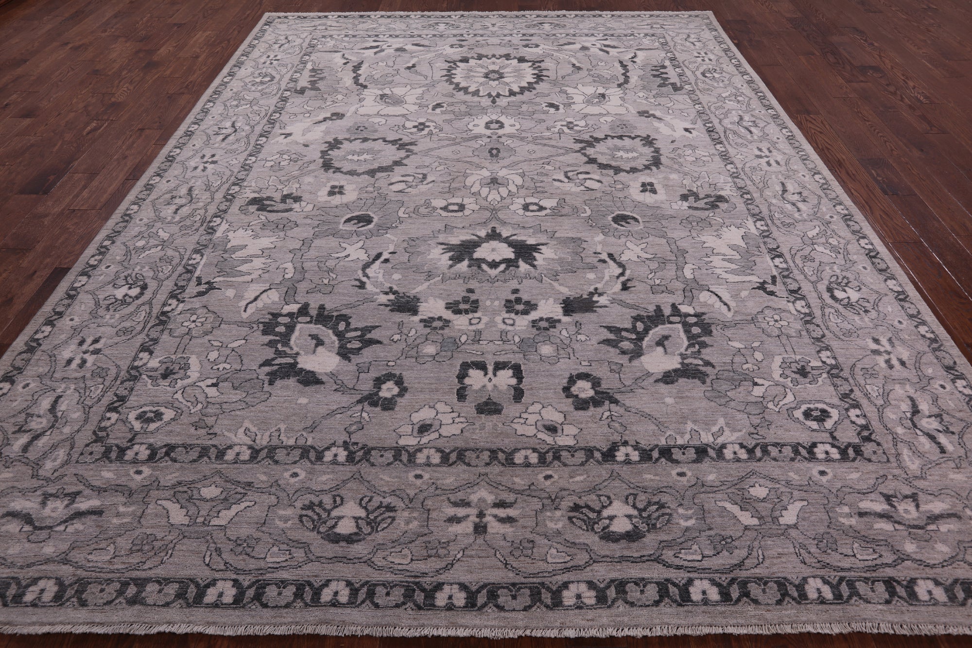 Grey Peshawar Handmade Wool Rug - 9' 4" X 11' 11" - Golden Nile