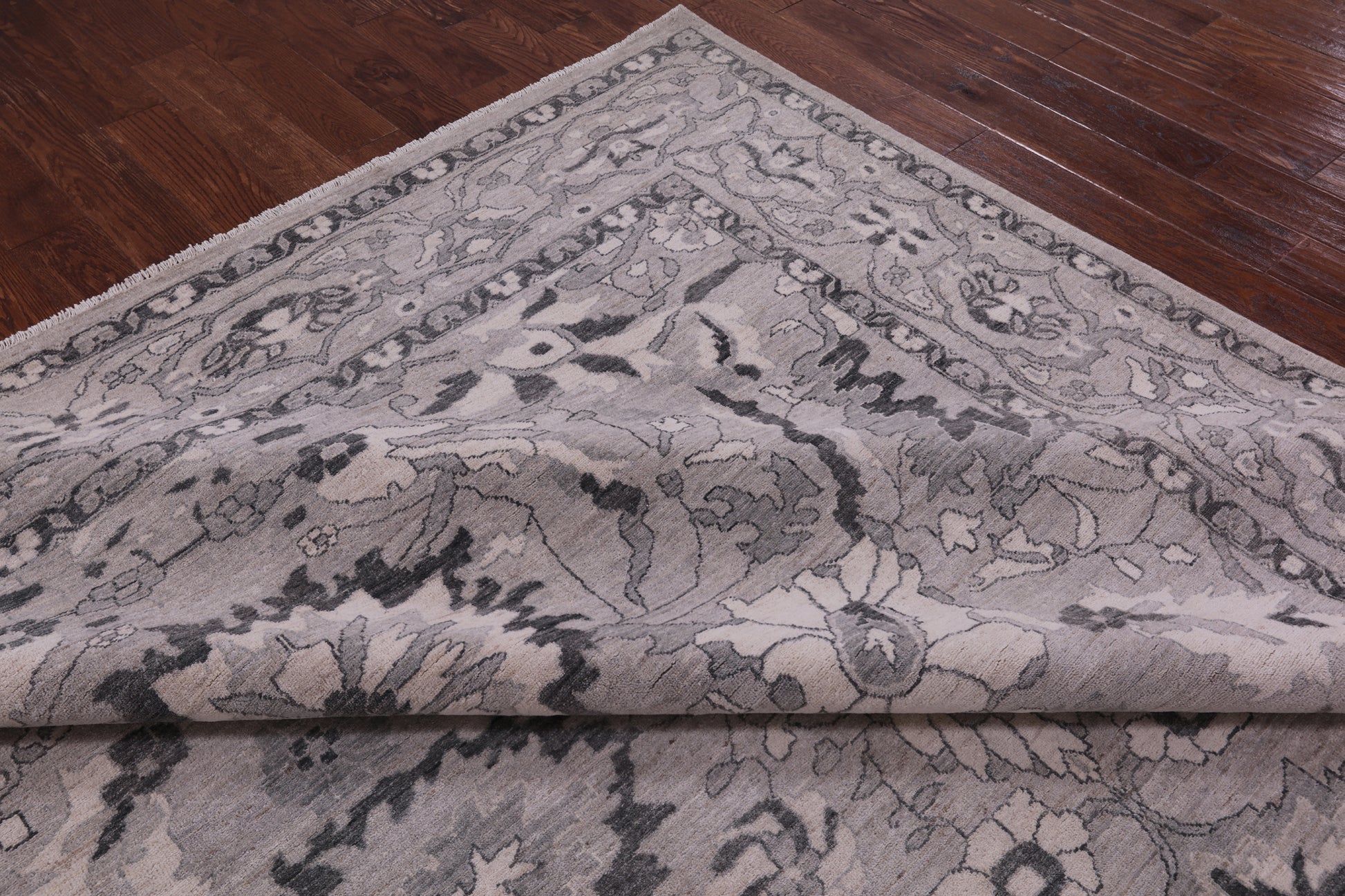 Grey Peshawar Handmade Wool Rug - 9' 4" X 11' 11" - Golden Nile