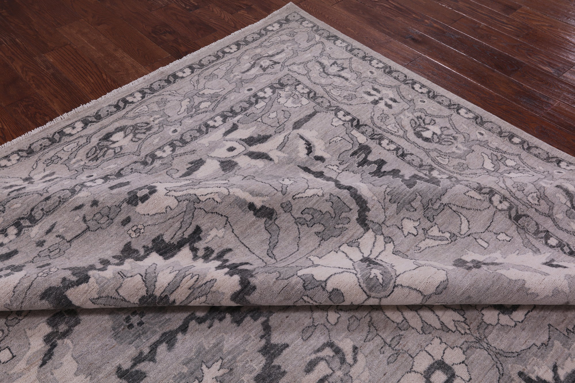 Grey Peshawar Handmade Wool Rug - 9' 4" X 11' 11" - Golden Nile