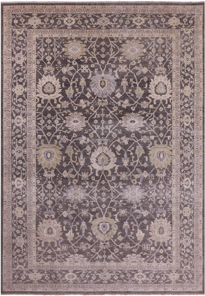 Grey Peshawar Hand Knotted Wool Rug - 9' 9" X 13' 9" - Golden Nile