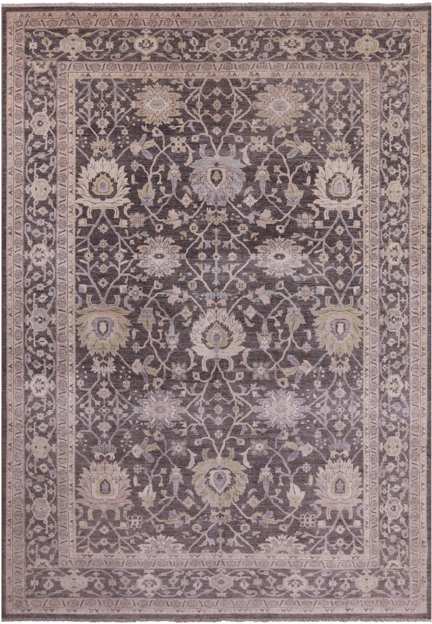 Grey Peshawar Hand Knotted Wool Rug - 9' 9" X 13' 9" - Golden Nile