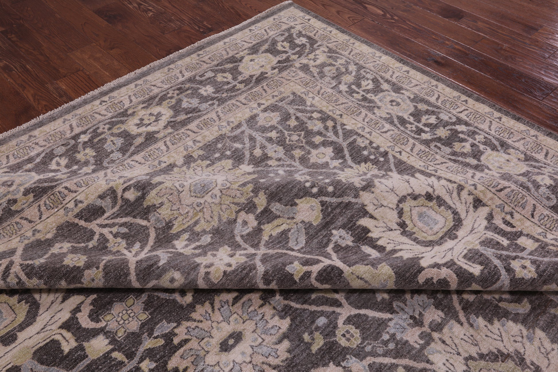 Grey Peshawar Hand Knotted Wool Rug - 9' 9" X 13' 9" - Golden Nile