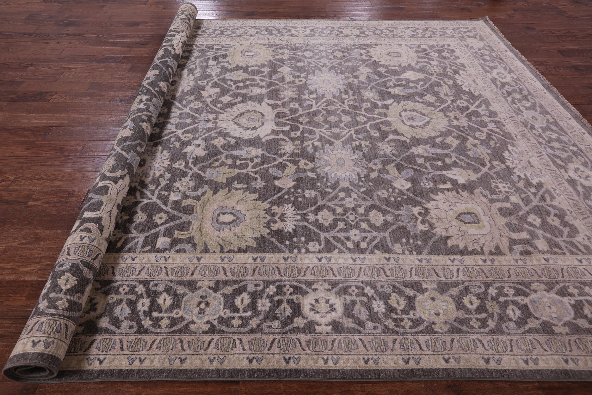 Grey Peshawar Hand Knotted Wool Rug - 9' 9" X 13' 9" - Golden Nile