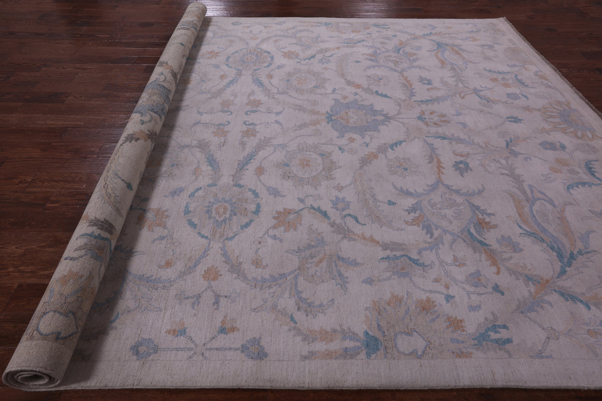 Ivory White Wash Peshawar Hand Knotted Wool Rug - 9' 11" X 13' 11" - Golden Nile