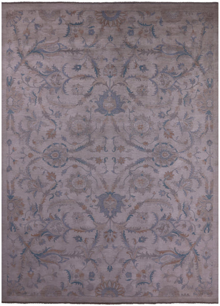 Ivory White Wash Peshawar Hand Knotted Wool Rug - 9' 11" X 13' 11" - Golden Nile