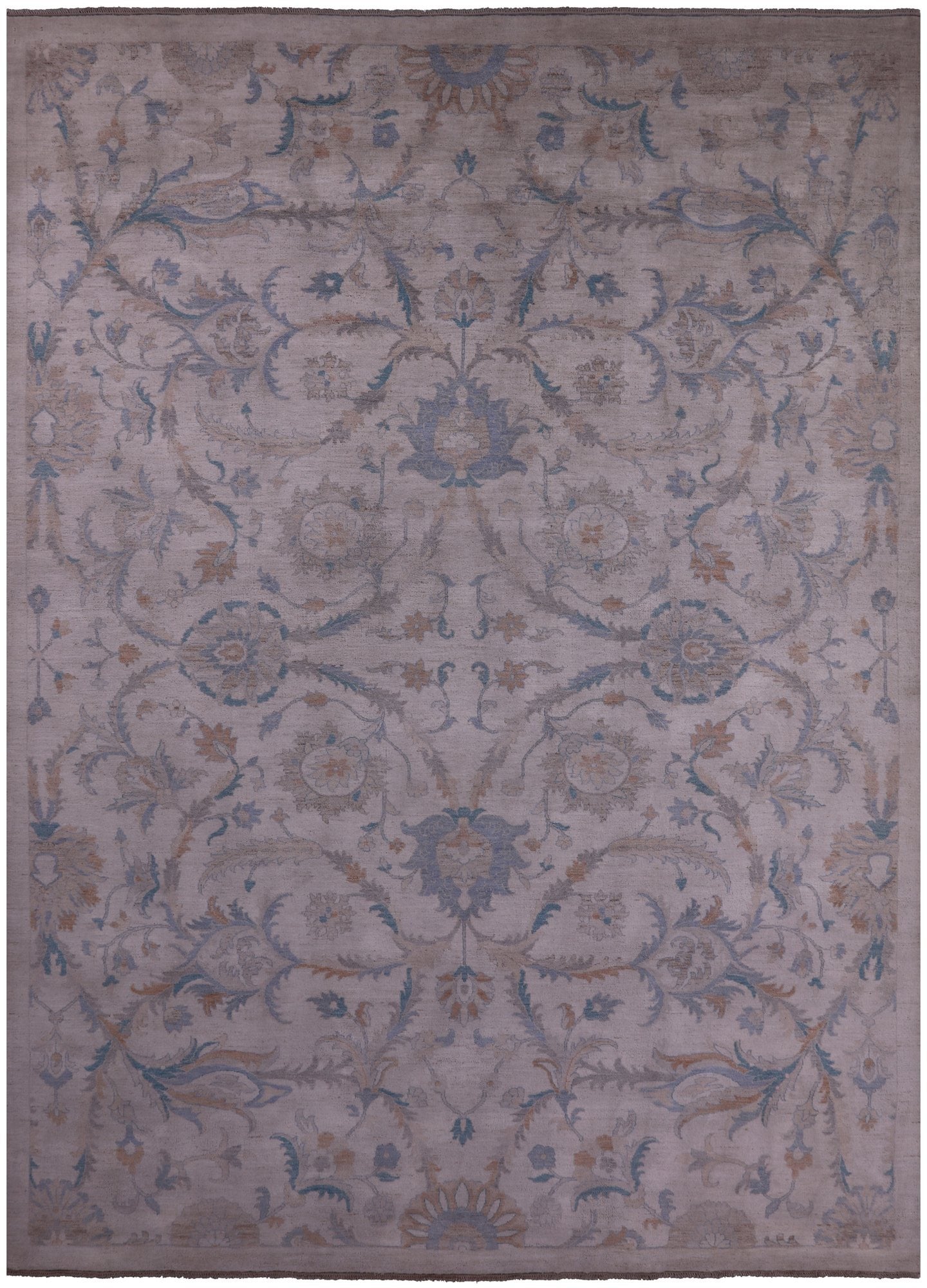 Ivory White Wash Peshawar Hand Knotted Wool Rug - 9' 11" X 13' 11" - Golden Nile