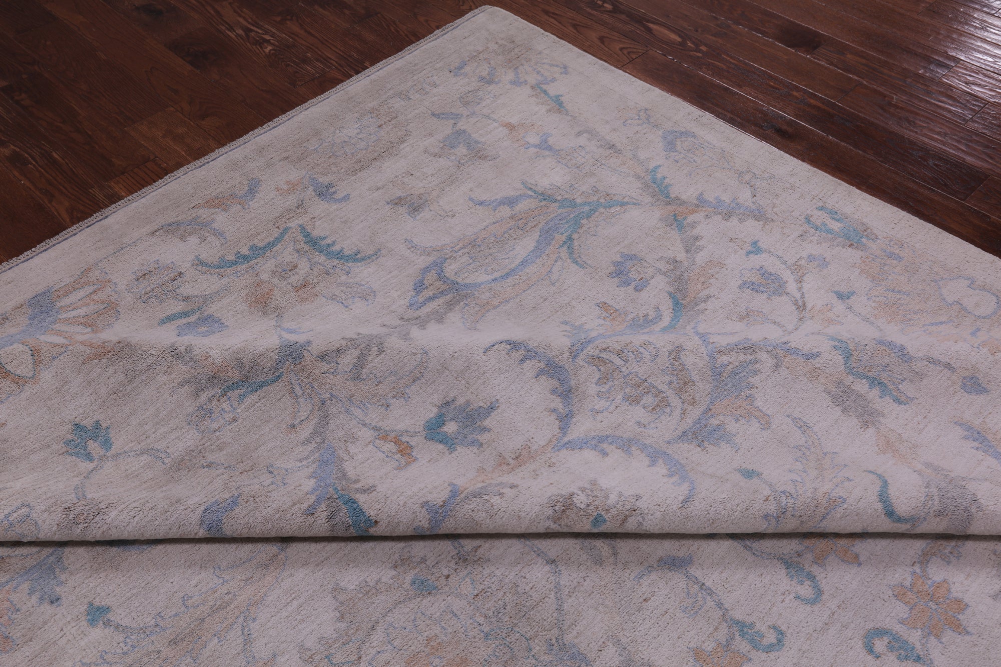 Ivory White Wash Peshawar Hand Knotted Wool Rug - 9' 11" X 13' 11" - Golden Nile