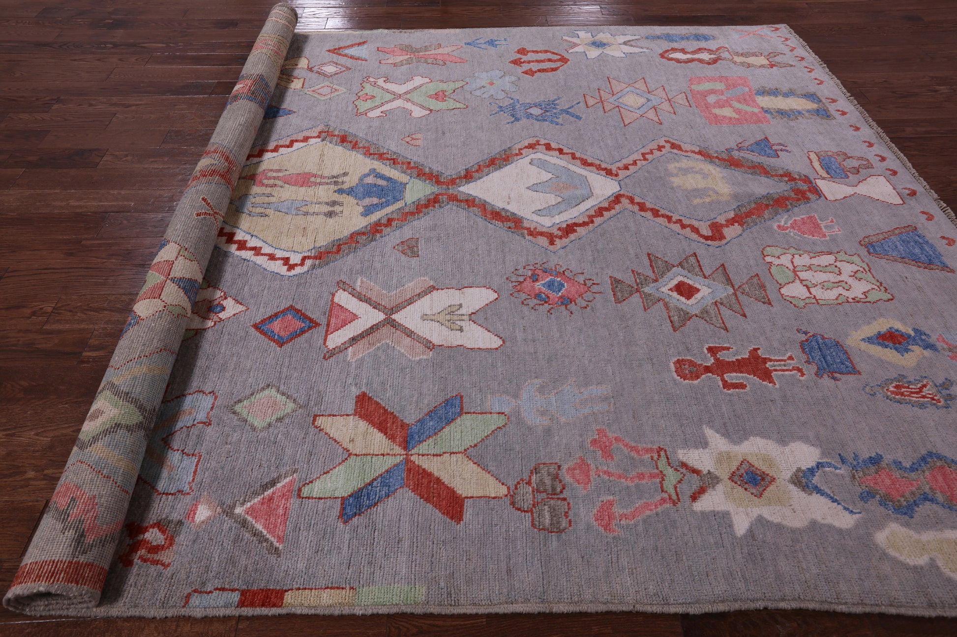 Grey Tribal Moroccan Hand Knotted Wool Rug - 8' 8" X 11' 11" - Golden Nile