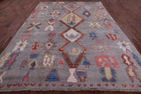 Grey Tribal Moroccan Hand Knotted Wool Rug - 8' 8" X 11' 11" - Golden Nile