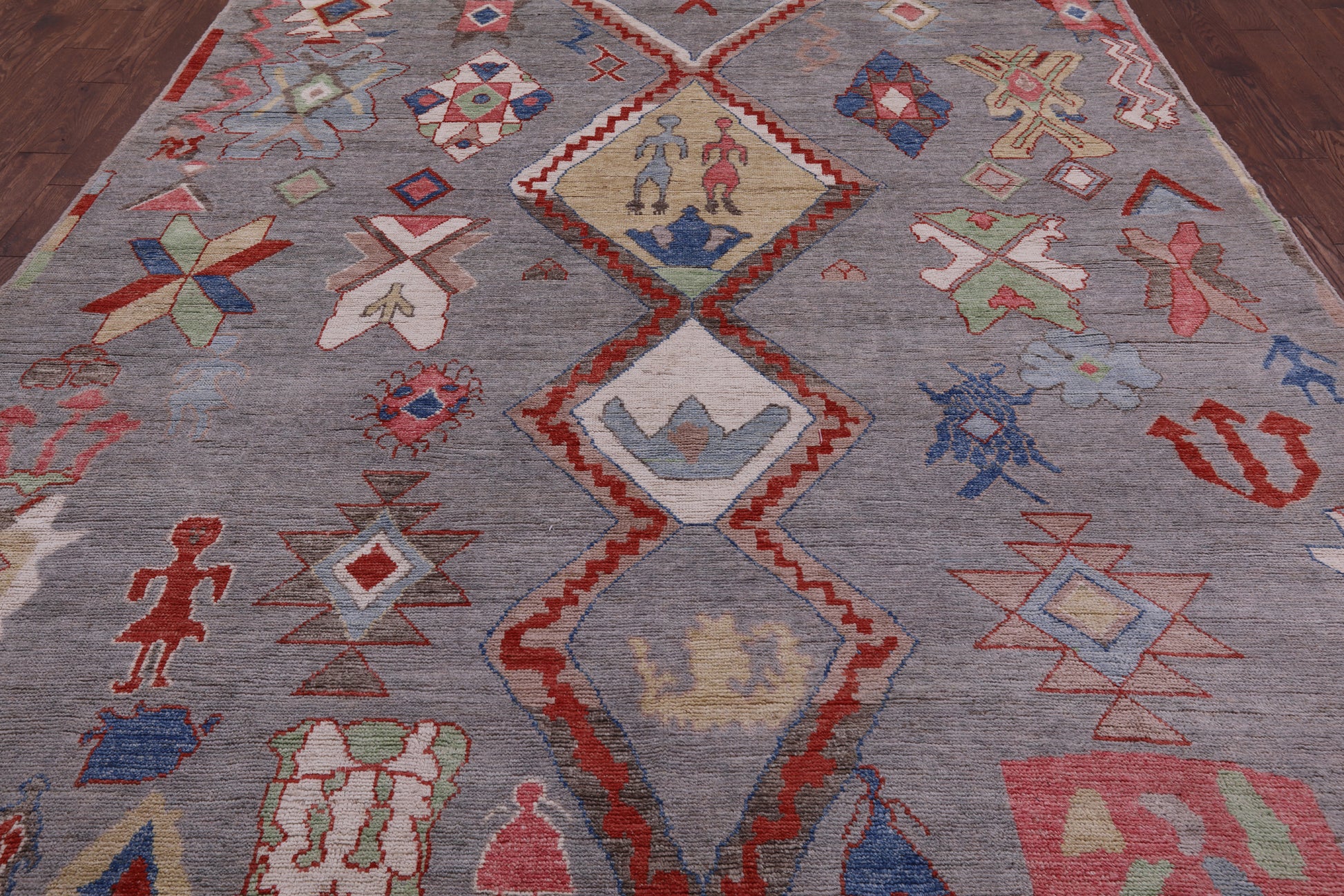 Grey Tribal Moroccan Hand Knotted Wool Rug - 8' 8" X 11' 11" - Golden Nile