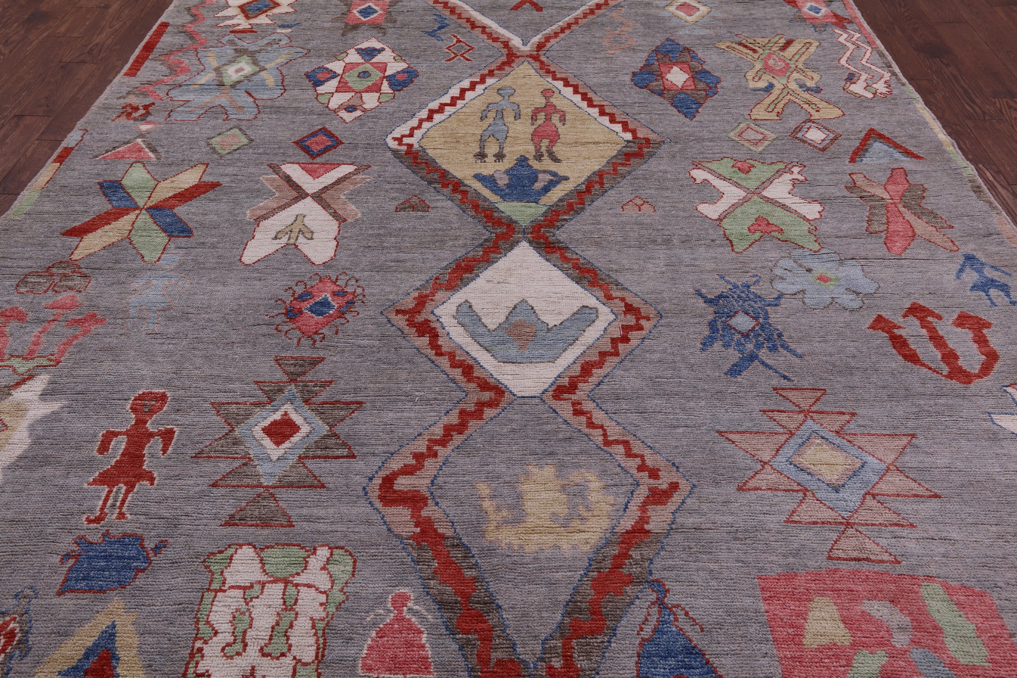 Grey Tribal Moroccan Hand Knotted Wool Rug - 8' 8" X 11' 11" - Golden Nile