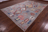 Grey Tribal Moroccan Hand Knotted Wool Rug - 8' 8" X 11' 11" - Golden Nile