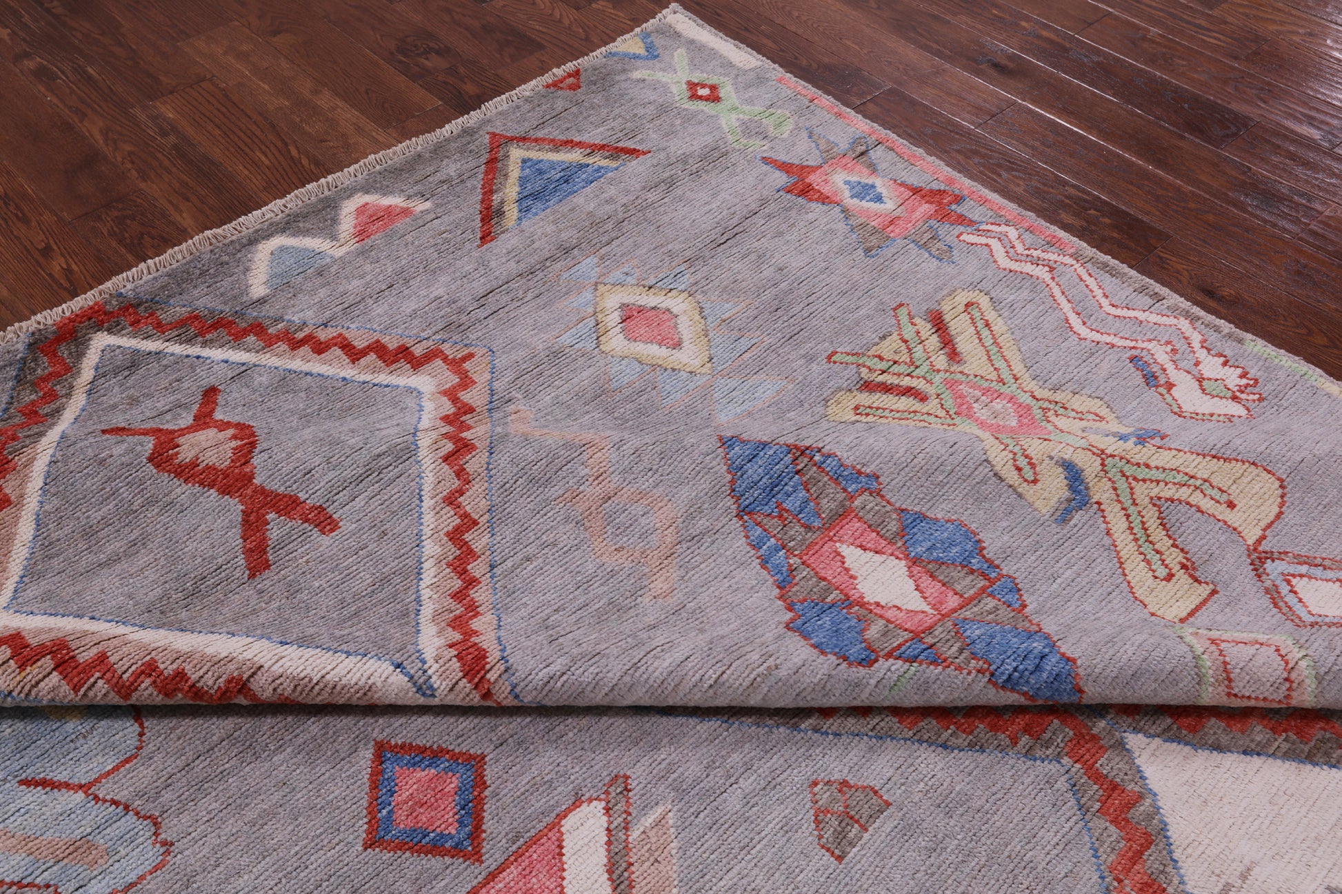 Grey Tribal Moroccan Hand Knotted Wool Rug - 8' 8" X 11' 11" - Golden Nile