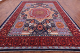 Blue Geometric Persian Mamluk Hand Knotted Wool Rug - 10' 1" X 13' 9" - Golden Nile