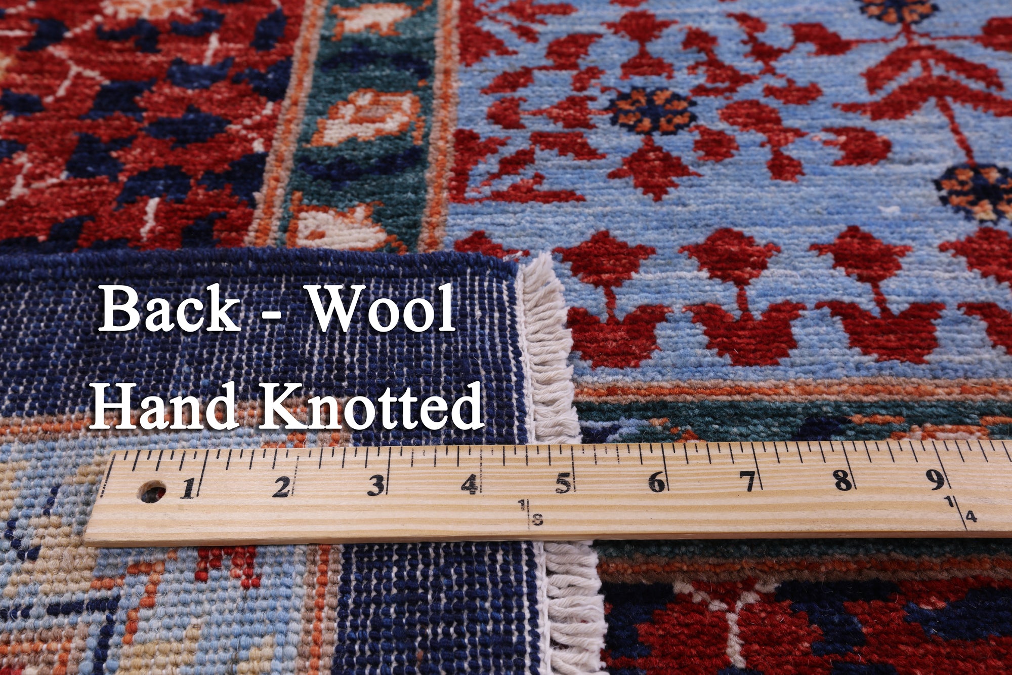 Blue Geometric Persian Mamluk Hand Knotted Wool Rug - 10' 1" X 13' 9" - Golden Nile