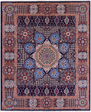 Blue Geometric Persian Mamluk Hand Knotted Wool Rug - 7' 10" X 9' 7" - Golden Nile