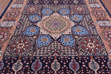 Blue Geometric Persian Mamluk Hand Knotted Wool Rug - 7' 10" X 9' 7" - Golden Nile