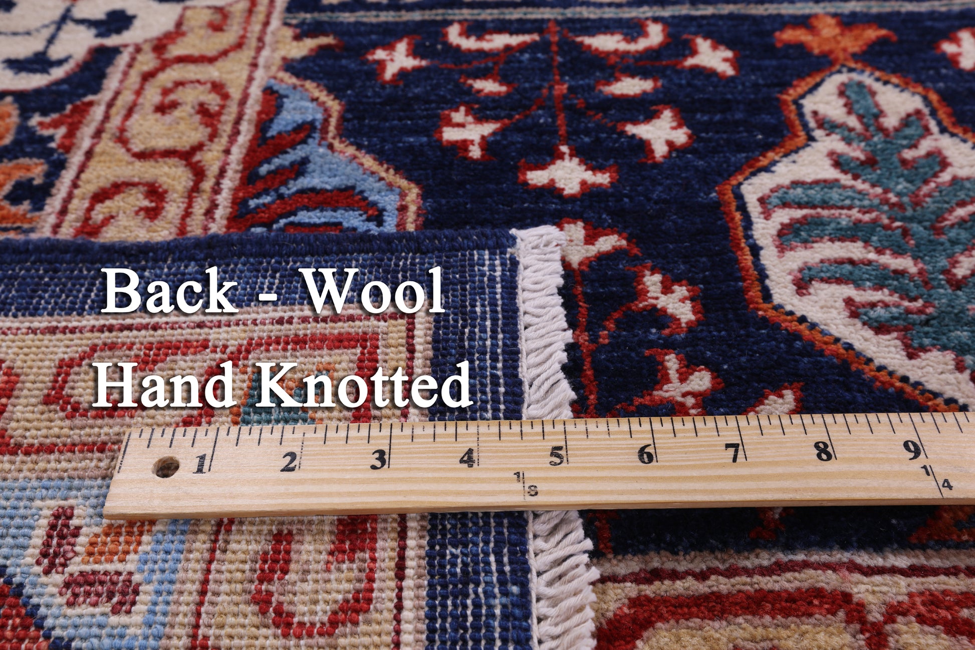 Blue Geometric Persian Mamluk Hand Knotted Wool Rug - 7' 10" X 9' 7" - Golden Nile