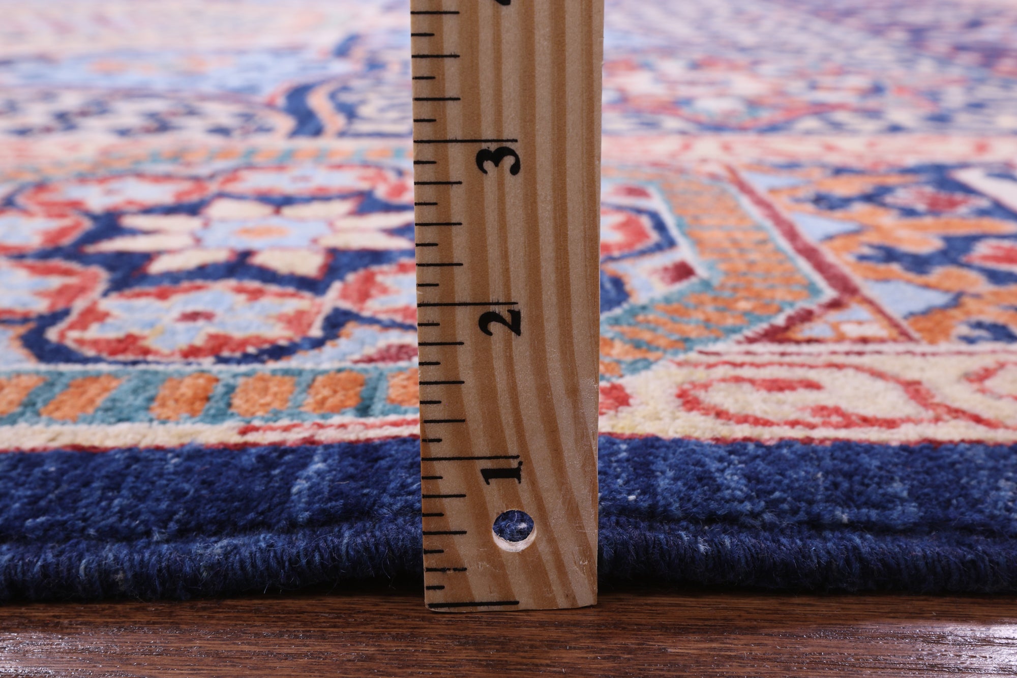 Blue Geometric Persian Mamluk Hand Knotted Wool Rug - 7' 10" X 9' 7" - Golden Nile
