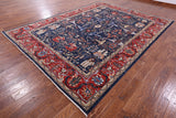 Blue Persian Fine Serapi Hand Knotted Wool Rug - 8' 10" X 11' 11" - Golden Nile