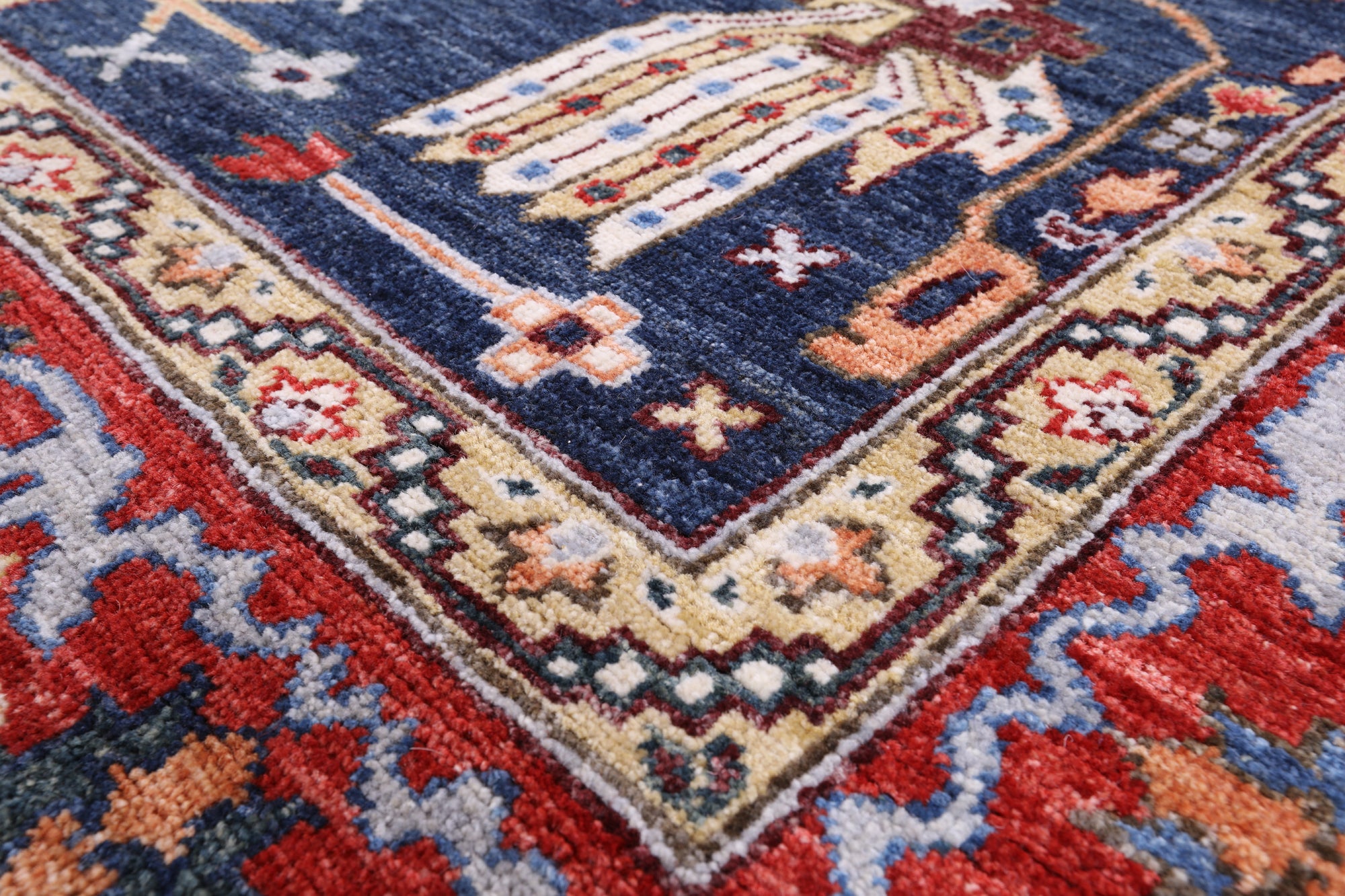 Blue Persian Fine Serapi Hand Knotted Wool Rug - 8' 10" X 11' 11" - Golden Nile