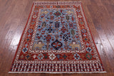 Blue Persian Fine Serapi Hand Knotted Wool Rug - 3' 9" X 5' 10" - Golden Nile