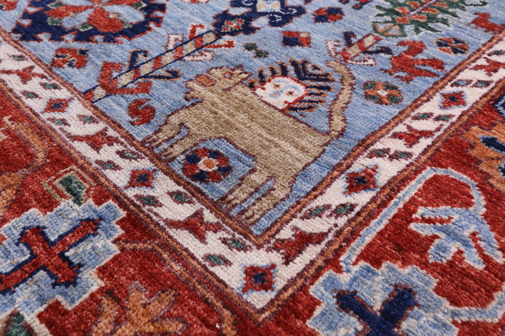 Blue Persian Fine Serapi Hand Knotted Wool Rug - 3' 9" X 5' 10" - Golden Nile