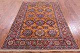 Gold Super Kazak Hand Knotted Wool Rug - 5' 5" X 7' 7" - Golden Nile