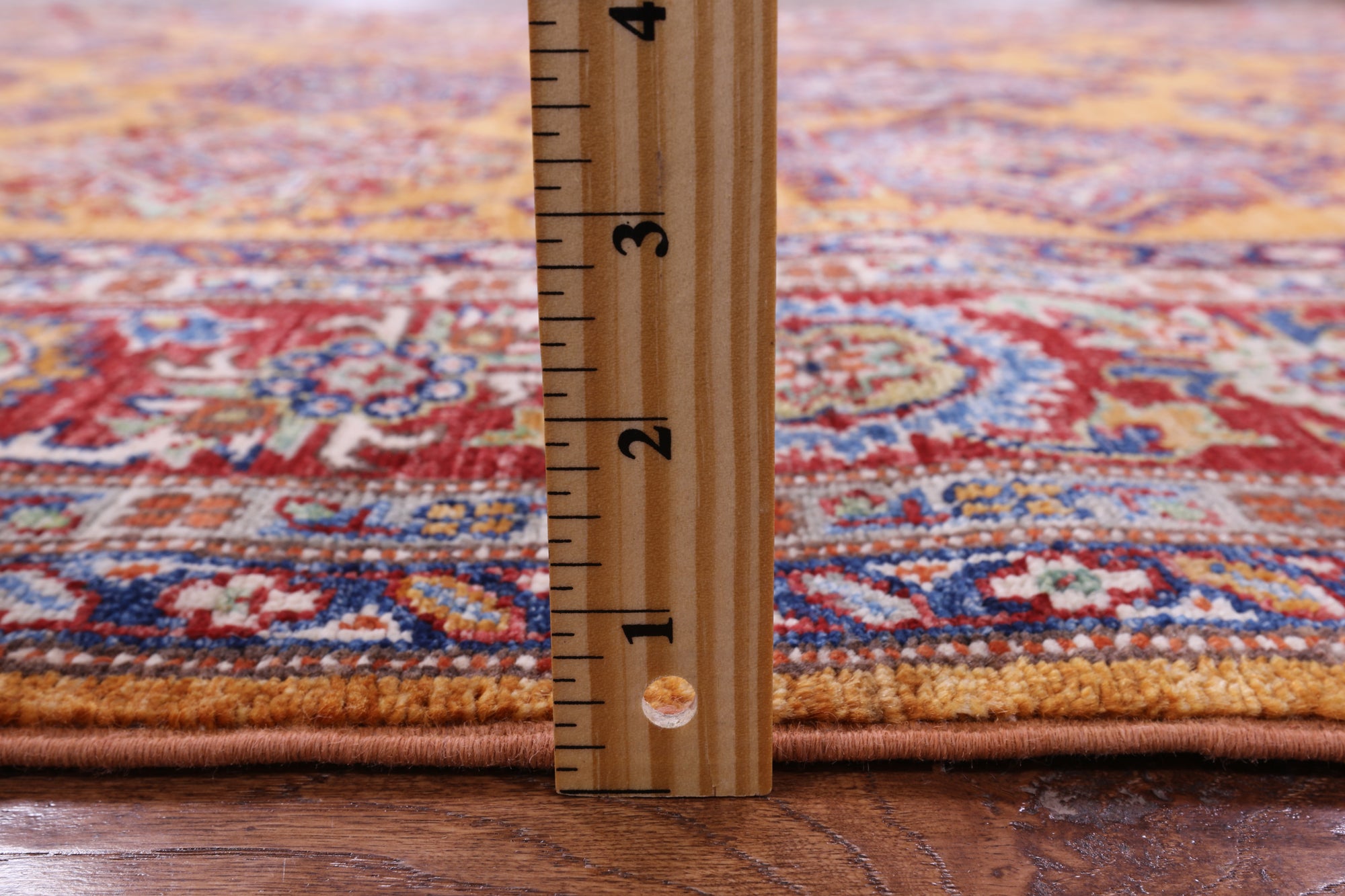 Gold Super Kazak Hand Knotted Wool Rug - 5' 5" X 7' 7" - Golden Nile