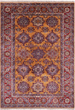 Gold Super Kazak Hand Knotted Wool Rug - 5' 5" X 7' 7" - Golden Nile
