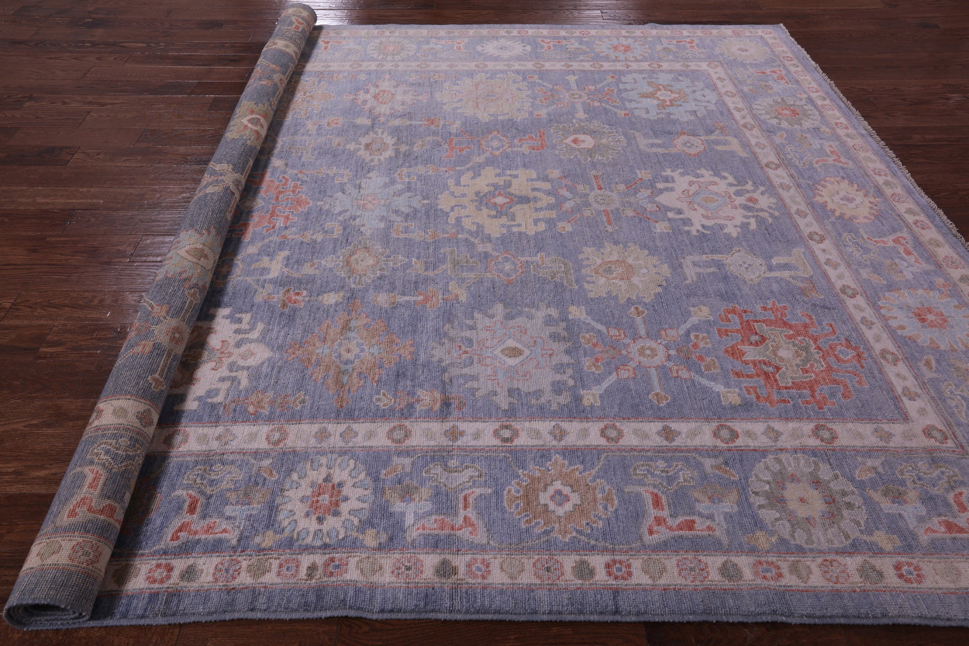 Grey Turkish Oushak Hand Knotted Wool Rug - 9' 0" X 11' 8" - Golden Nile