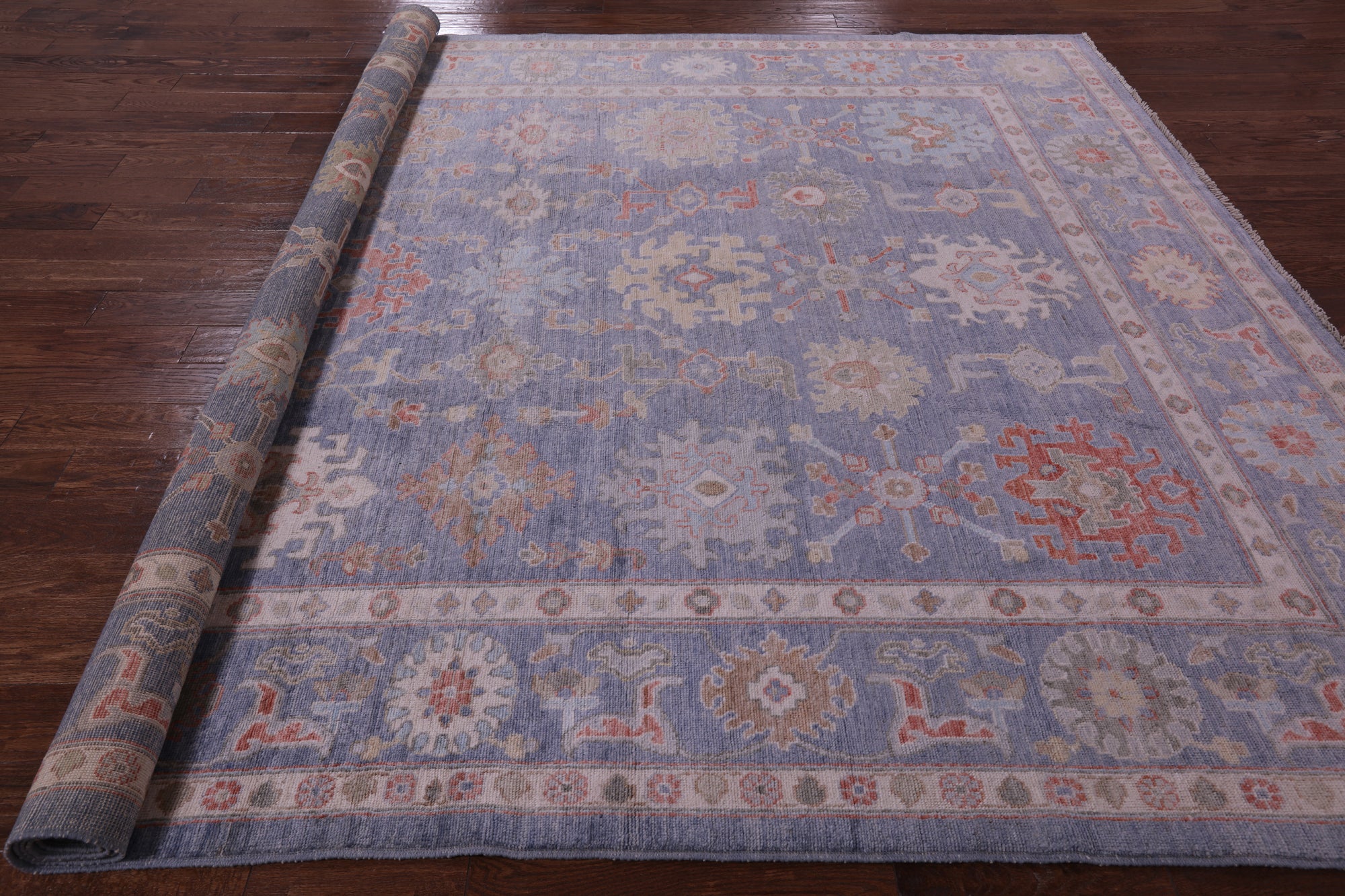 Grey Turkish Oushak Hand Knotted Wool Rug - 9' 0" X 11' 8" - Golden Nile