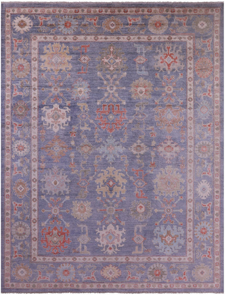 Grey Turkish Oushak Hand Knotted Wool Rug - 9' 0" X 11' 8" - Golden Nile