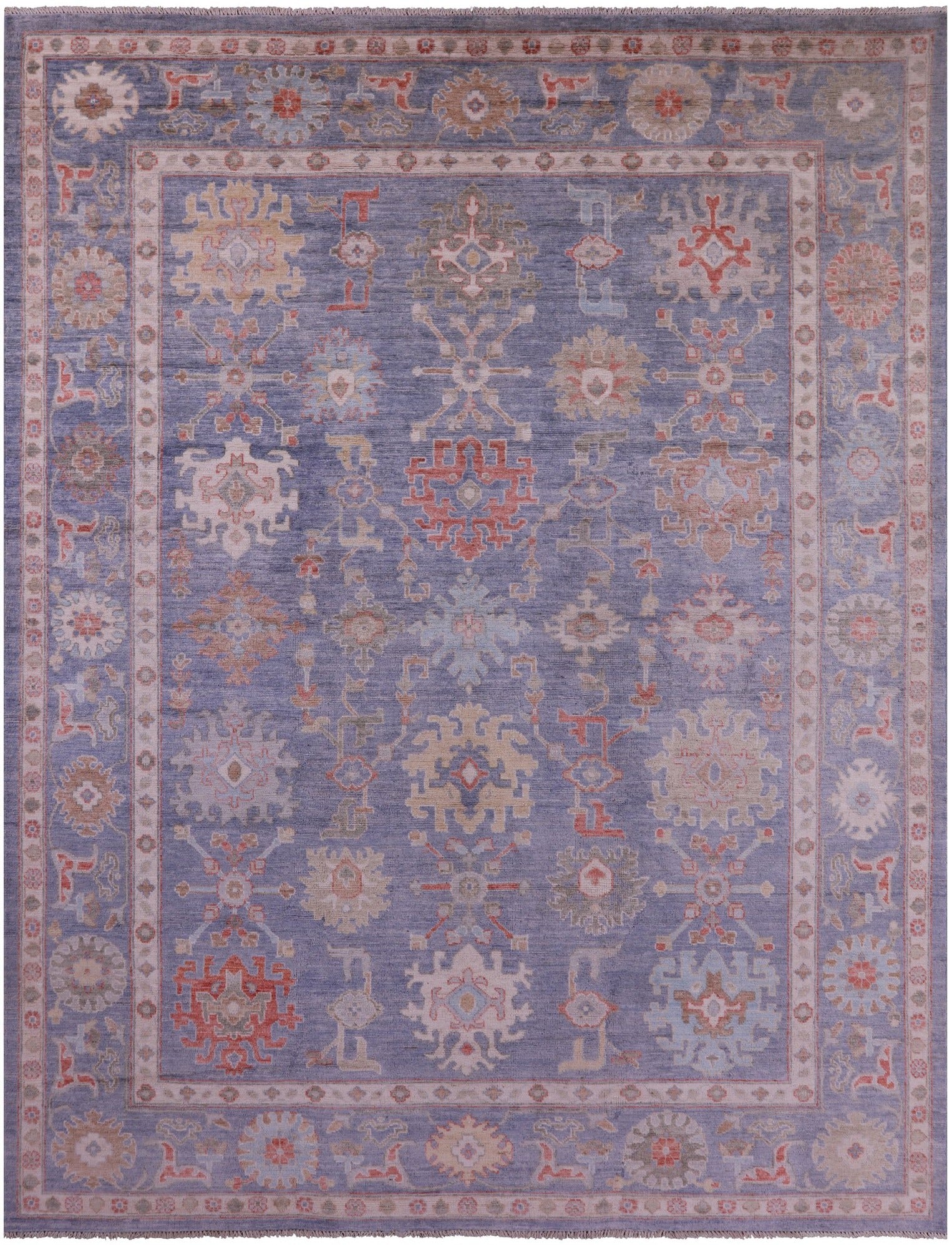 Grey Turkish Oushak Hand Knotted Wool Rug - 9' 0" X 11' 8" - Golden Nile