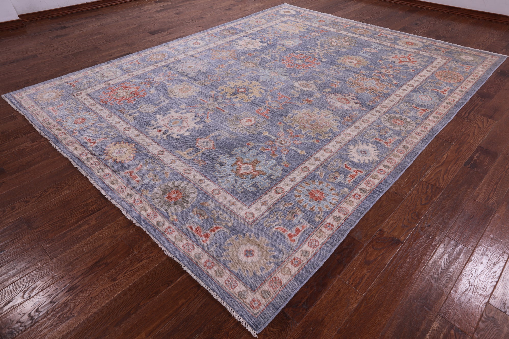 Grey Turkish Oushak Hand Knotted Wool Rug - 9' 0" X 11' 8" - Golden Nile