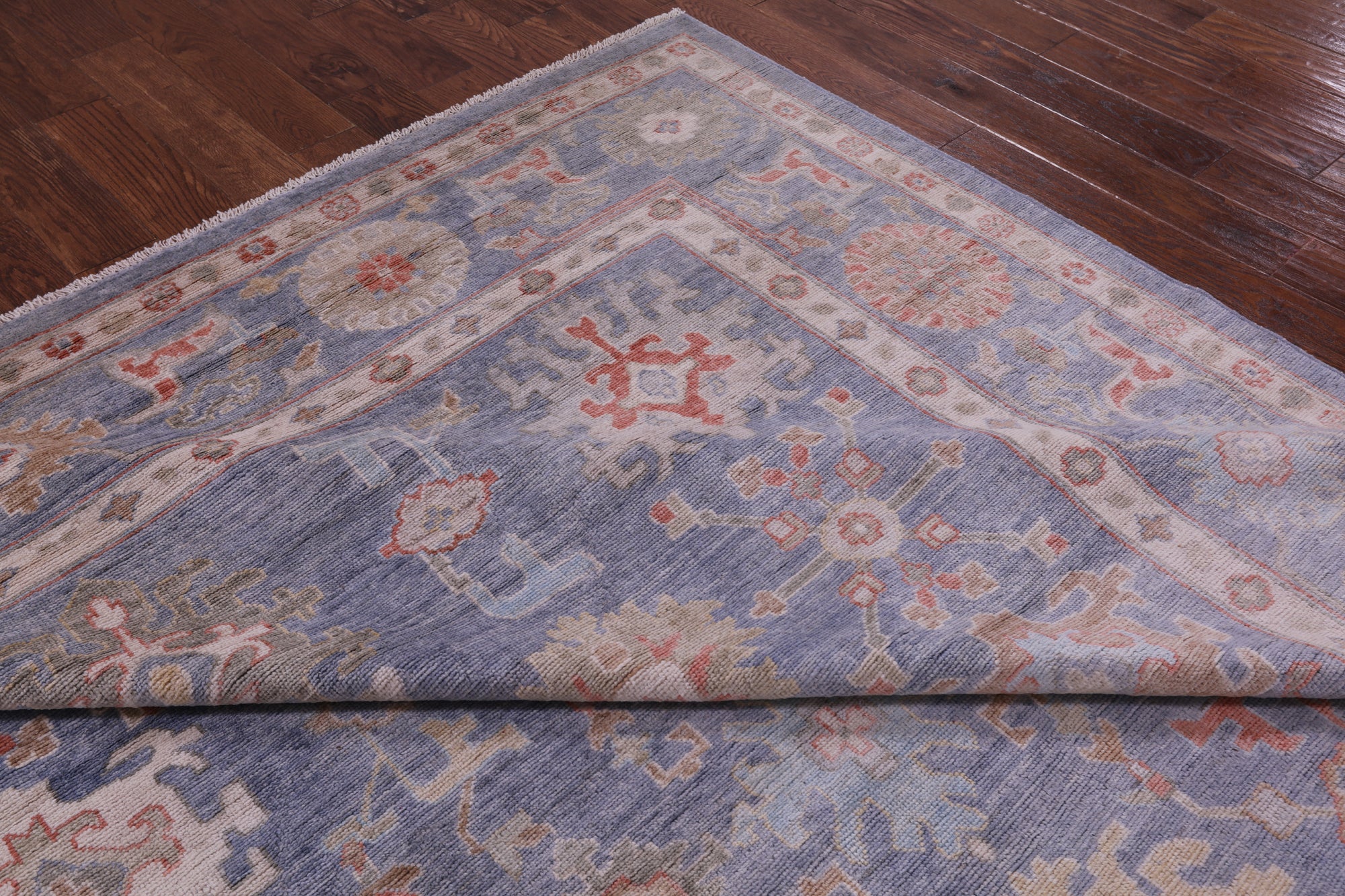 Grey Turkish Oushak Hand Knotted Wool Rug - 9' 0" X 11' 8" - Golden Nile