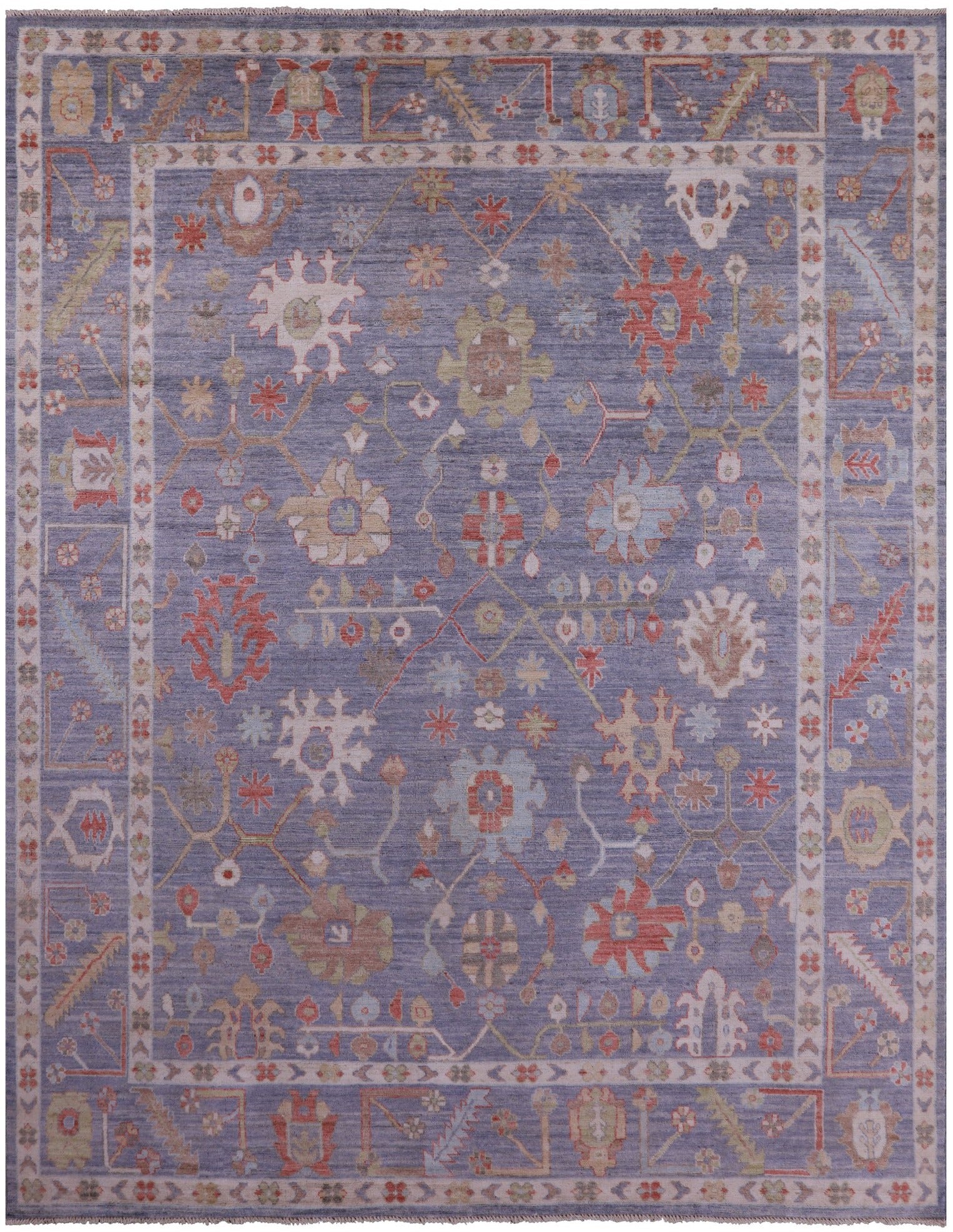 Grey Turkish Oushak Hand Knotted Wool Rug - 9' 2" X 12' 1" - Golden Nile