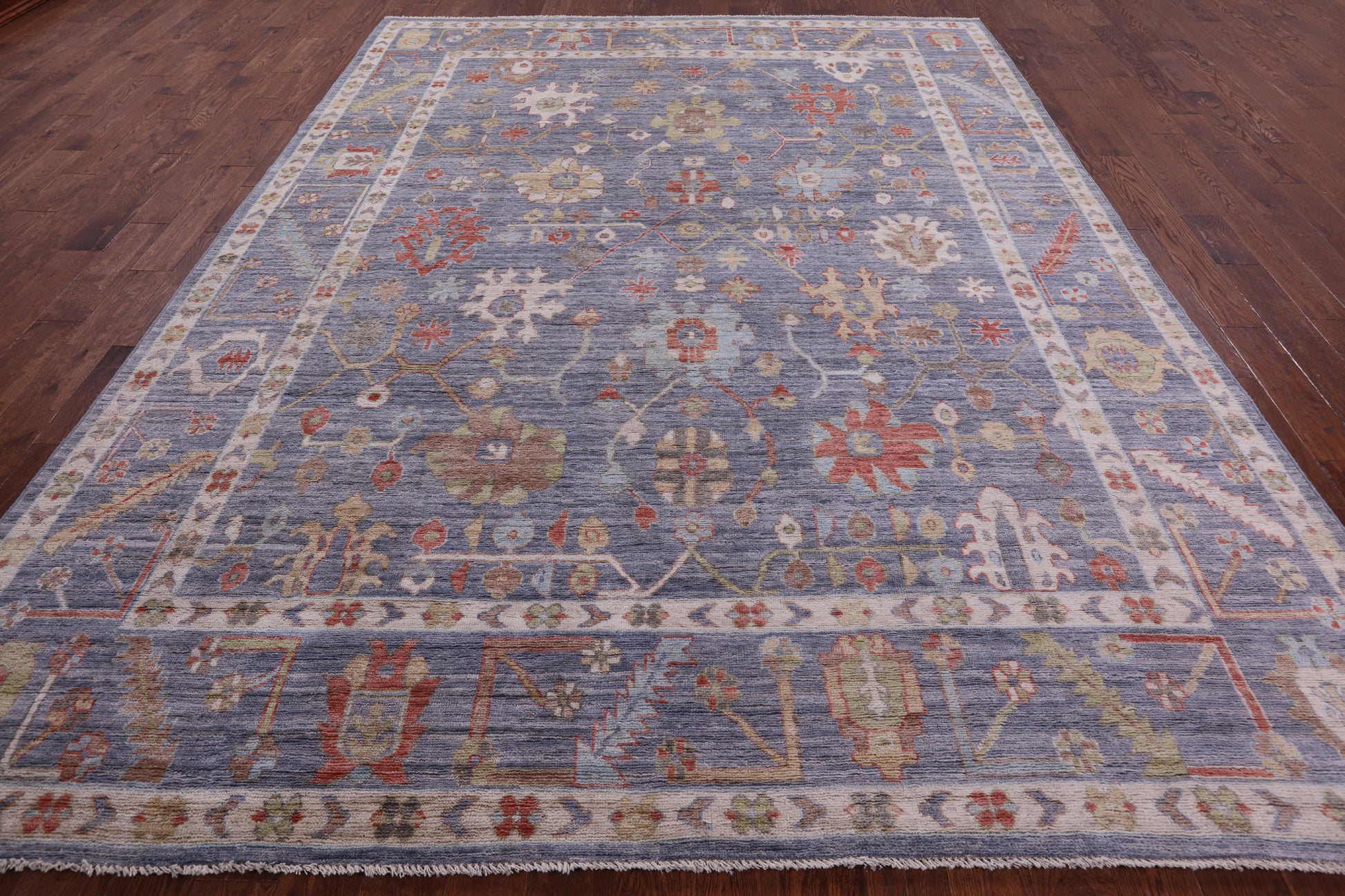 Grey Turkish Oushak Hand Knotted Wool Rug - 9' 2" X 12' 1" - Golden Nile
