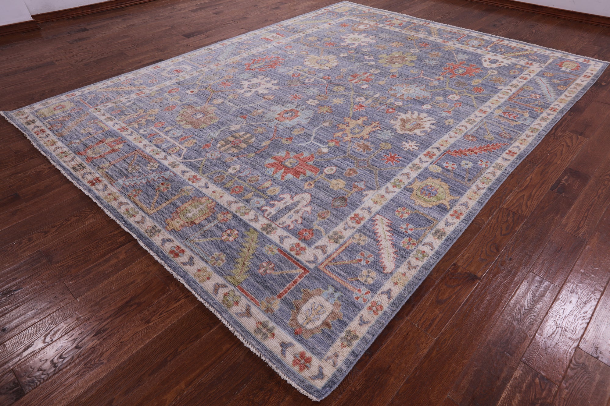 Grey Turkish Oushak Hand Knotted Wool Rug - 9' 2" X 12' 1" - Golden Nile