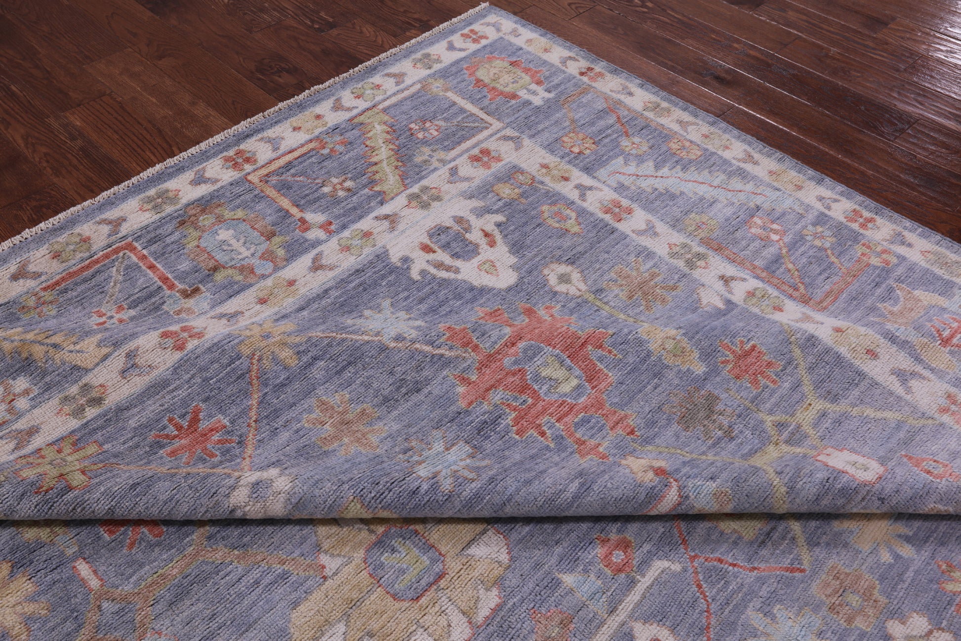 Grey Turkish Oushak Hand Knotted Wool Rug - 9' 2" X 12' 1" - Golden Nile