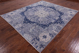 Blue Geometric Persian Mamluk Hand Knotted Wool Rug - 8' 0" X 9' 3" - Golden Nile