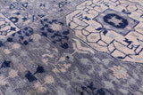 Blue Geometric Persian Mamluk Hand Knotted Wool Rug - 8' 0" X 9' 3" - Golden Nile