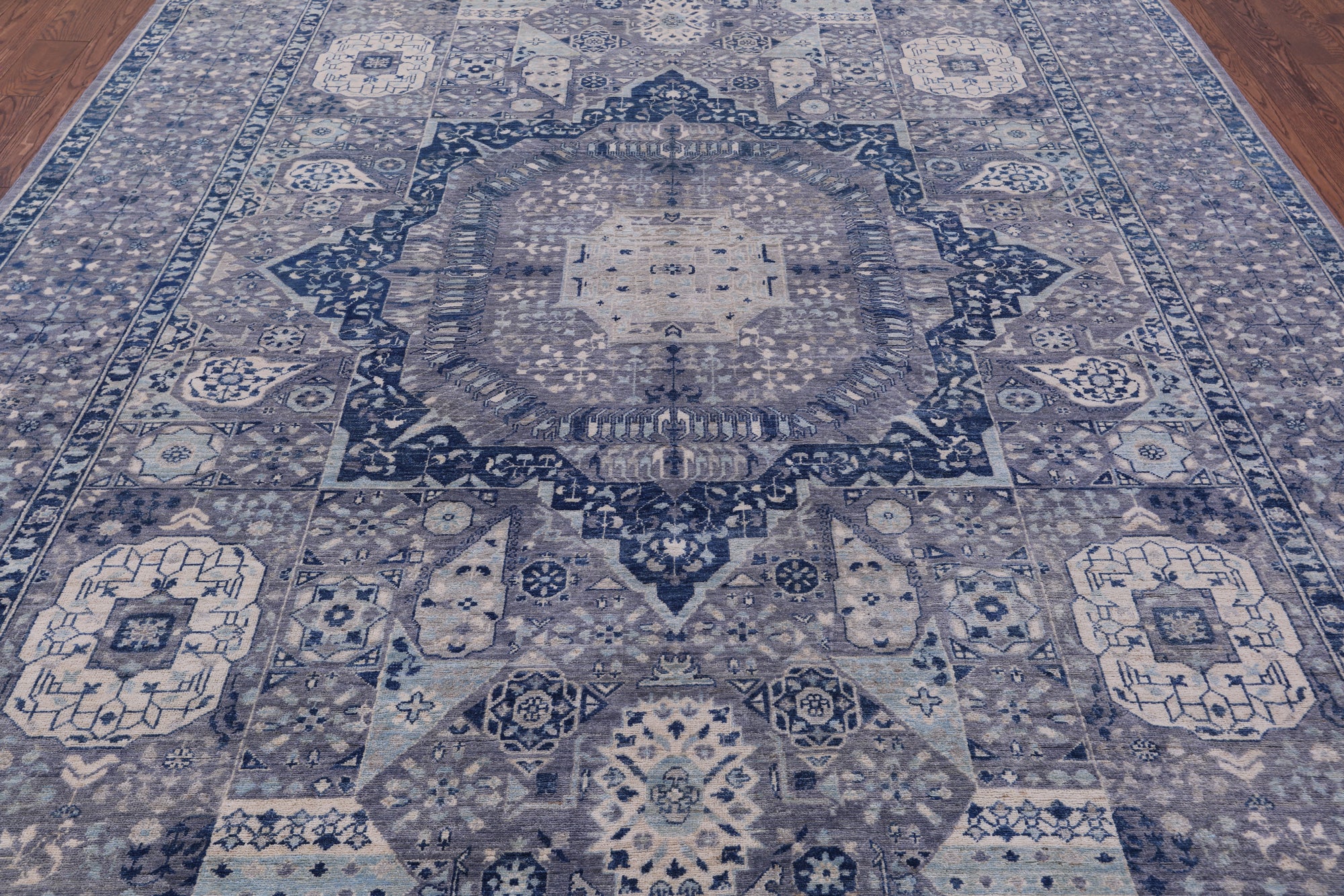Geometric Persian Mamluk Hand Knotted Wool Rug - 8' 10" X 11' 7" - Golden Nile