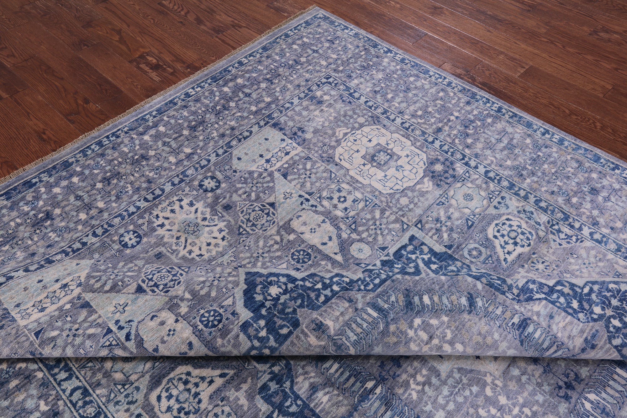 Geometric Persian Mamluk Hand Knotted Wool Rug - 8' 10" X 11' 7" - Golden Nile