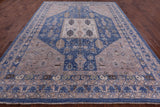 Blue Persian Fine Serapi Hand Knotted Wool Rug - 9' 1" X 11' 10" - Golden Nile