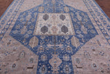 Blue Persian Fine Serapi Hand Knotted Wool Rug - 9' 1" X 11' 10" - Golden Nile