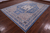 Blue Persian Fine Serapi Hand Knotted Wool Rug - 9' 1" X 11' 10" - Golden Nile