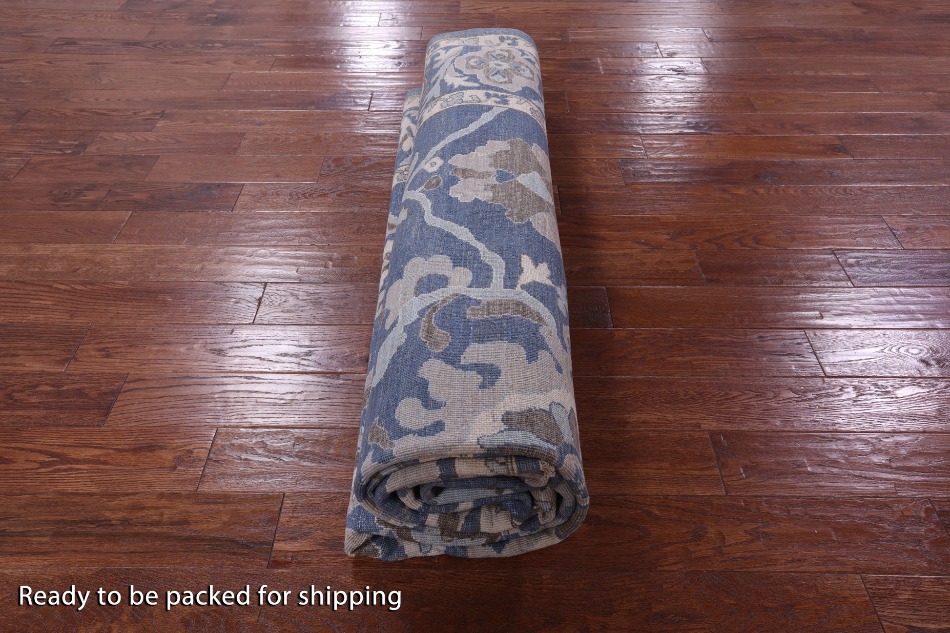 Blue Turkish Oushak Hand Knotted Wool Rug - 9' 2" X 11' 11" - Golden Nile